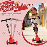 3 Wheel Kids Scooter-Foldable Kids Scooter for Girls Boys Ages 3-12 with Flashing PU Wheels, and Height Adjustable Handlebars, Safe Lean to Steer Design, Extra-Wide and Non-Slip Pattern Deck (Red) - Image 4