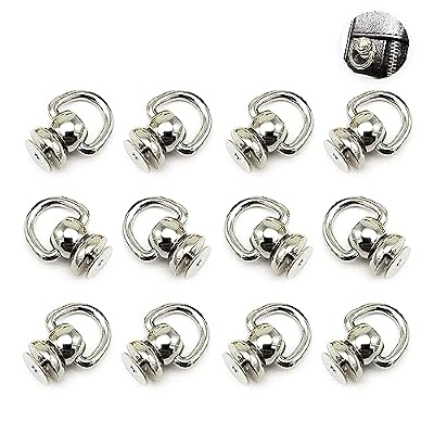 D Ring for Purse Leather Stud Rivets, 12 pcs Metal Ball D Ring Studs Screw Rivets for Leather Crossbody Purse Wallet Conversion Kit Accessories Handbag Purse Strap Hardware for Purse Making-Silver