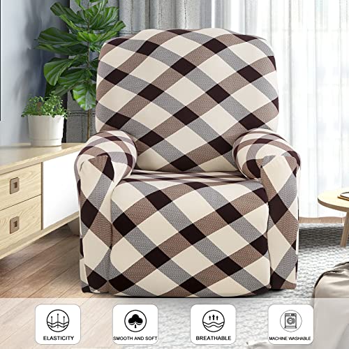 Searchi Recliner Slipcover Stretch Printed Lazy Boy Chair Covers 4-Pieces Floral Patterned Sofa Slipcover With Side Pocket For Rocking Recliner, Furniture Protector Soft With Elastic Bottom Spandex #TOP5