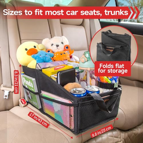 SURDOCA Car Seat Organiser for Front or Backseat, Travel Storage Accessories for Kids, Backseat Organiser with Tray for Toys, Snacks, Cups, Books, Tissue, Tidy and Clean - Image 5