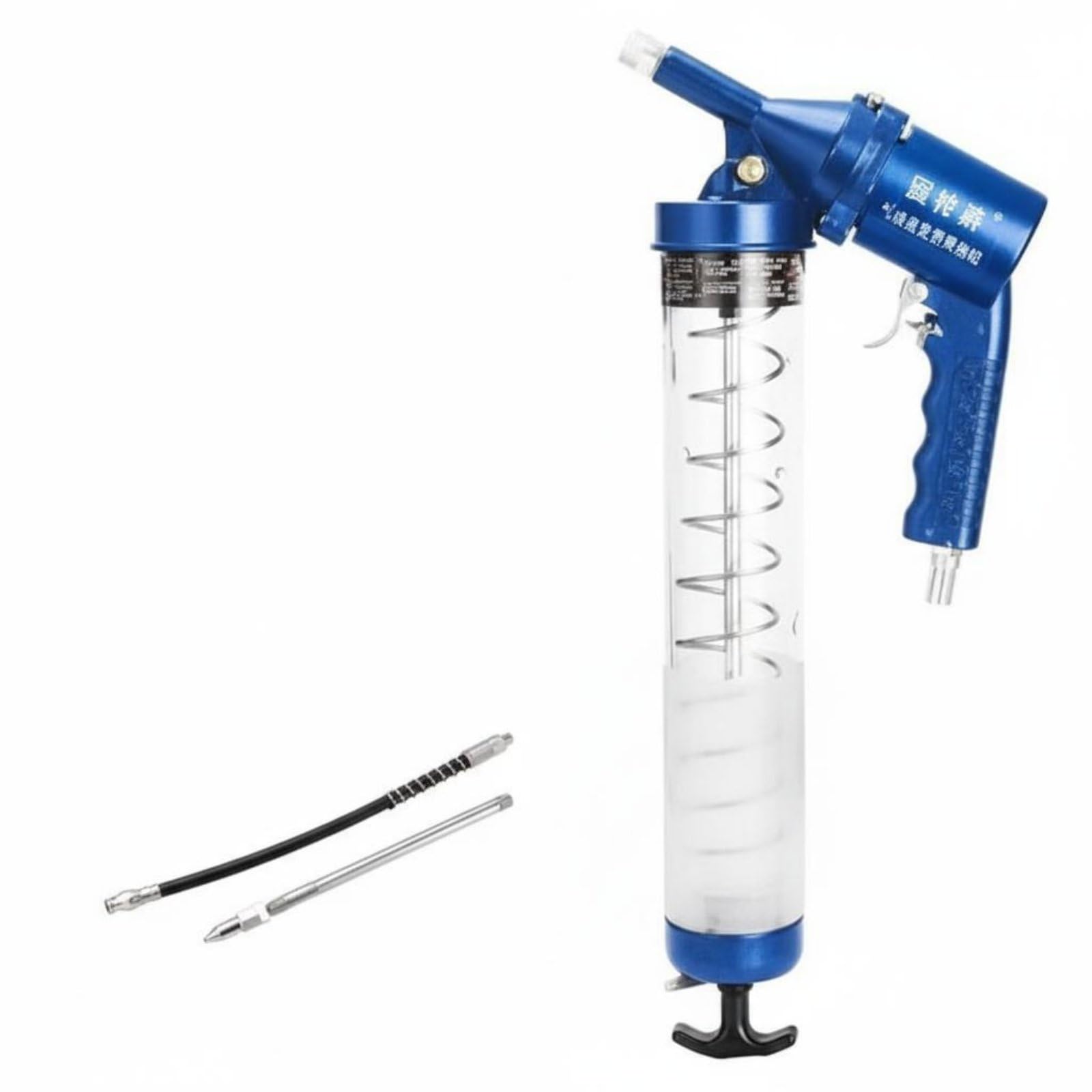 Inyector de Grasa Profesional Bomba Engrasadora Pistola Engrasadora Herramienta de Lubricación Neumática de Aleación con Sellos y Cabezal Rígido, Barril Trans No Giratorio