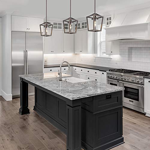 Emliviar Bronze Pendant Light For Kitchen Island, Vintage Mini Cage Pendant Light With Clear Glass Shade, P3033-M1L-R #TOP4