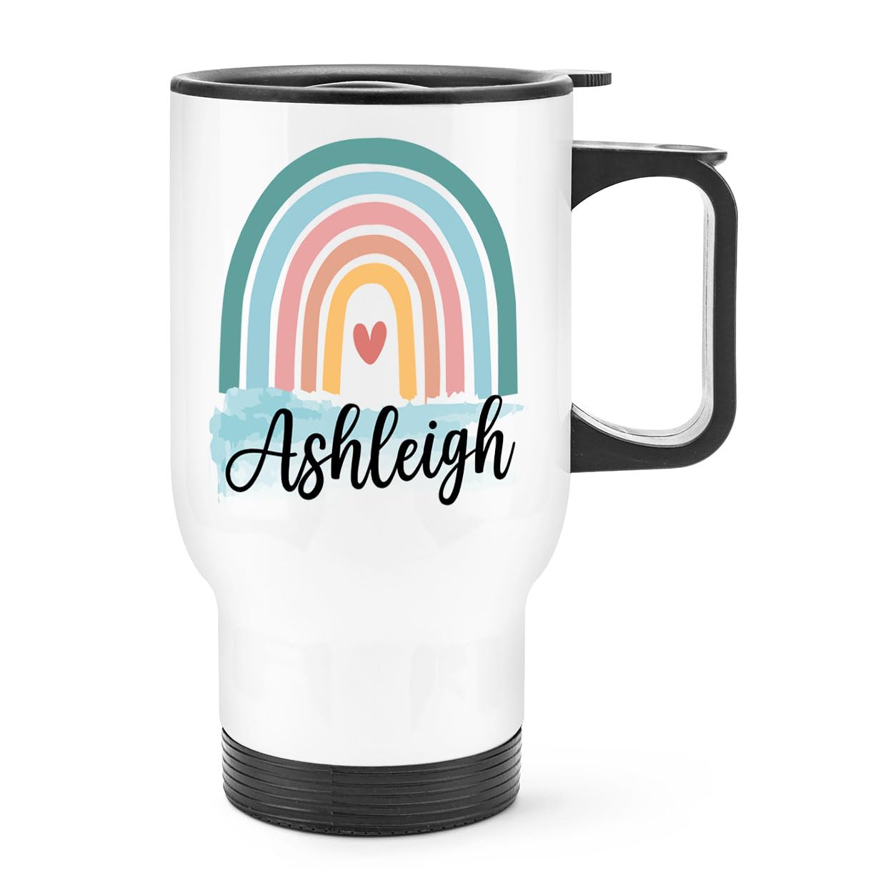 Personalised Colourful Rainbow Name Travel Mug Cup with Handle
