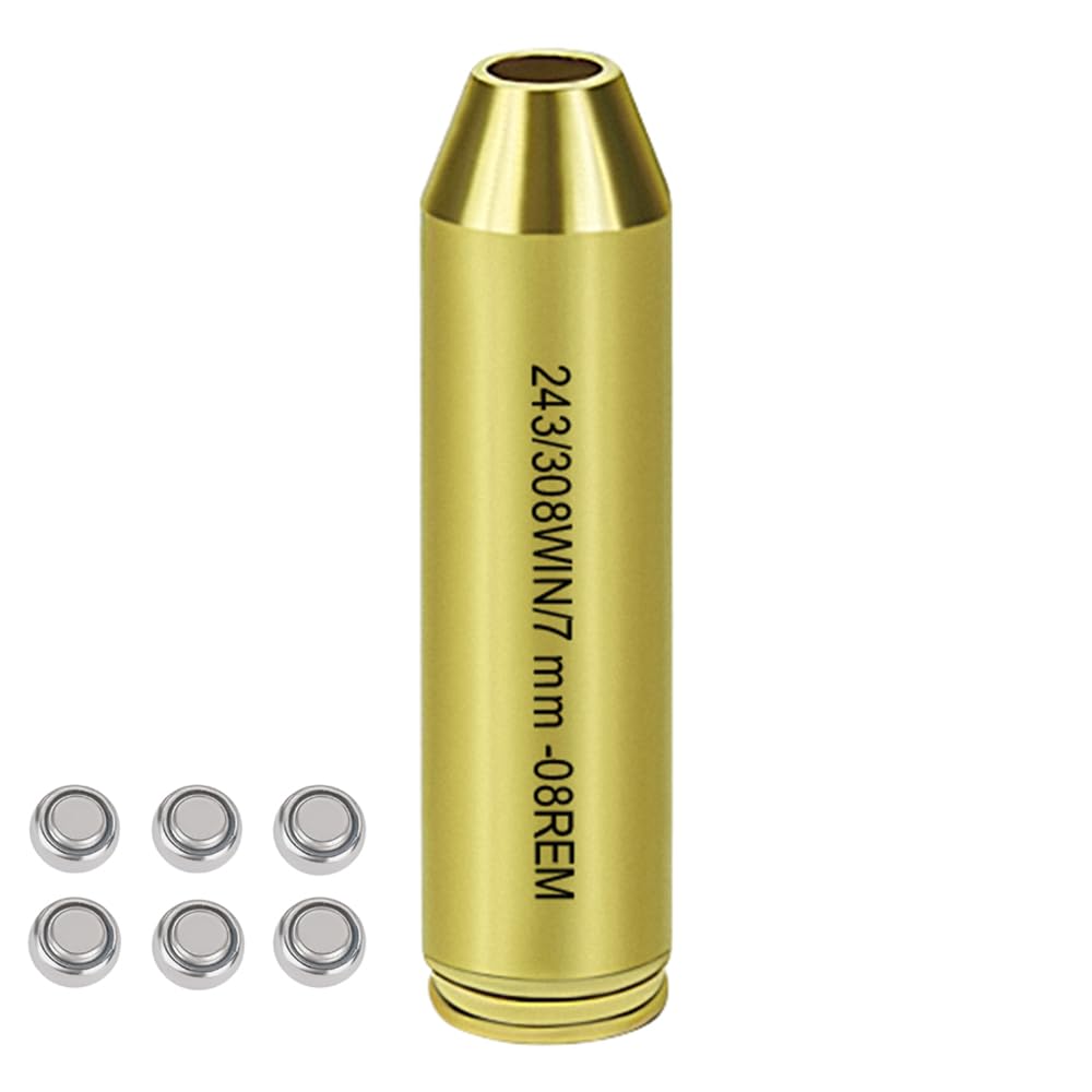 GOTICAL 308 or 30-06 Bore Sight Laser Red Dot in-Chamber Cartridge, Laser Will Display a 2” dot at 100 Yards, Designed for Fast Gun zeroing and Sighting, SIX Batteries are Included