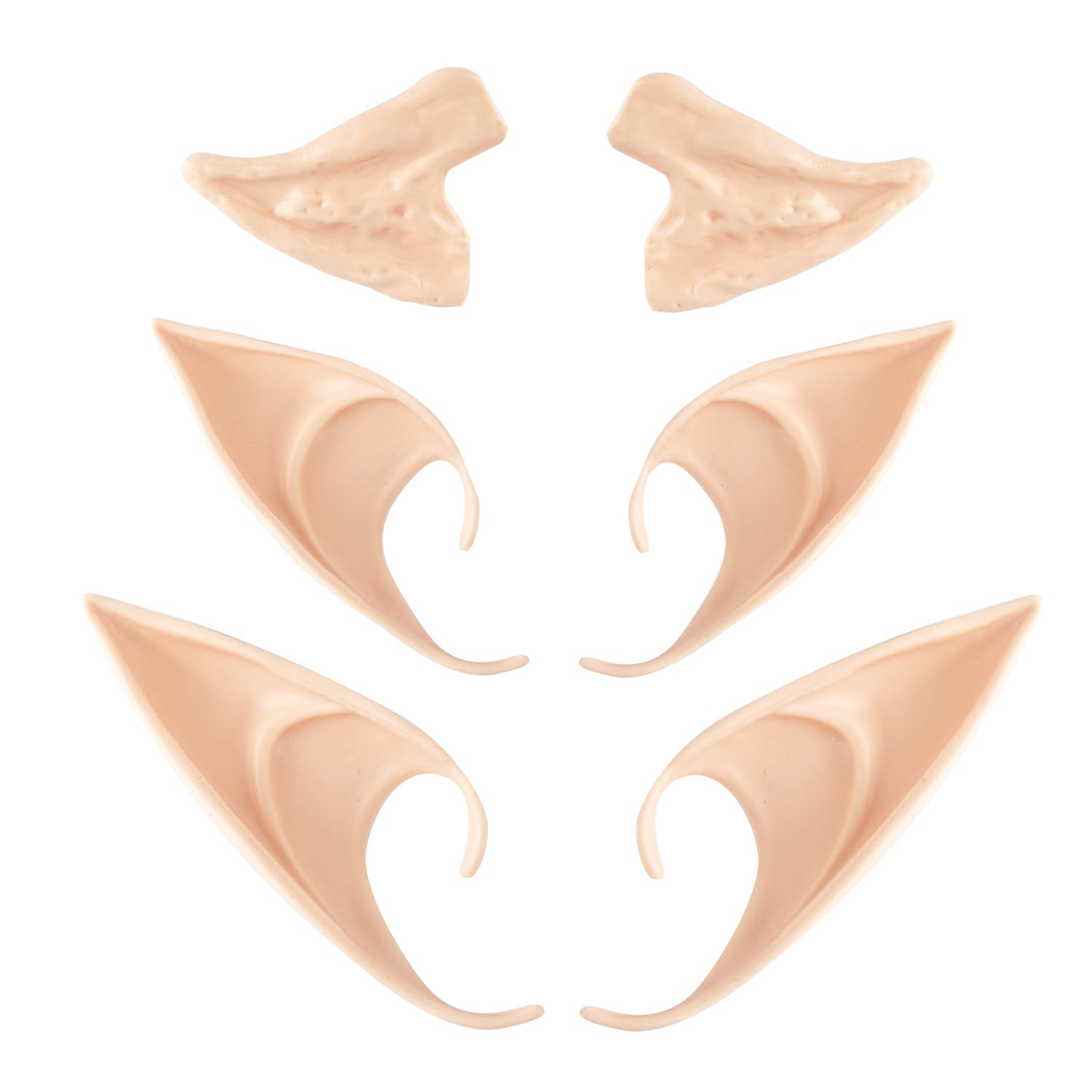 GWAWG Elf Ears 3 Pairs for Anime Party Dress Up Fairy Vampire Hobbit, Halloween Christmas Cosplay Accessories Costume