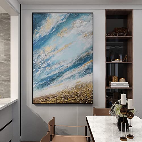 Tableau abstrait moderne bleu pour transformer un mur vide de bureau