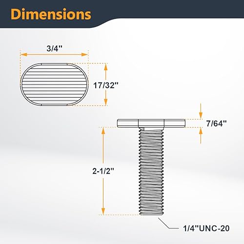 Miniatura 30 de POWERTEC Paquete de 20 pernos de riel en T de 5/16"-18 para pista en T, pernos de ranura en T de 1-1/2 pulgadas de largo para pista en T universal
