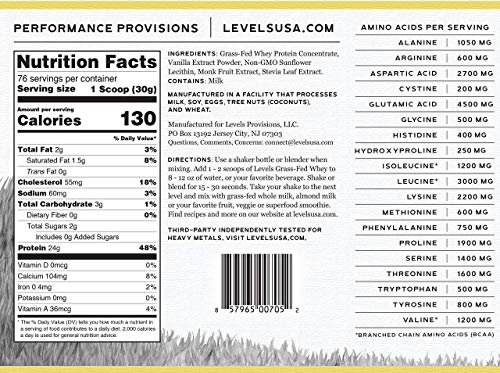 Levels Grass Fed Whey Protein, Vanilla Bean - Image 4
