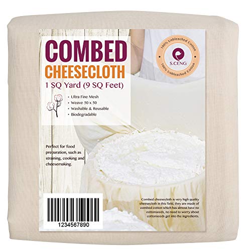 Combed Cheesecloth, Grade 100, 9 Sq Feet, Hemmed Cheese Cloth for Straining & Cooking, 100% Combed Unbleached Cotton Cheese Cloth for Making Cheese