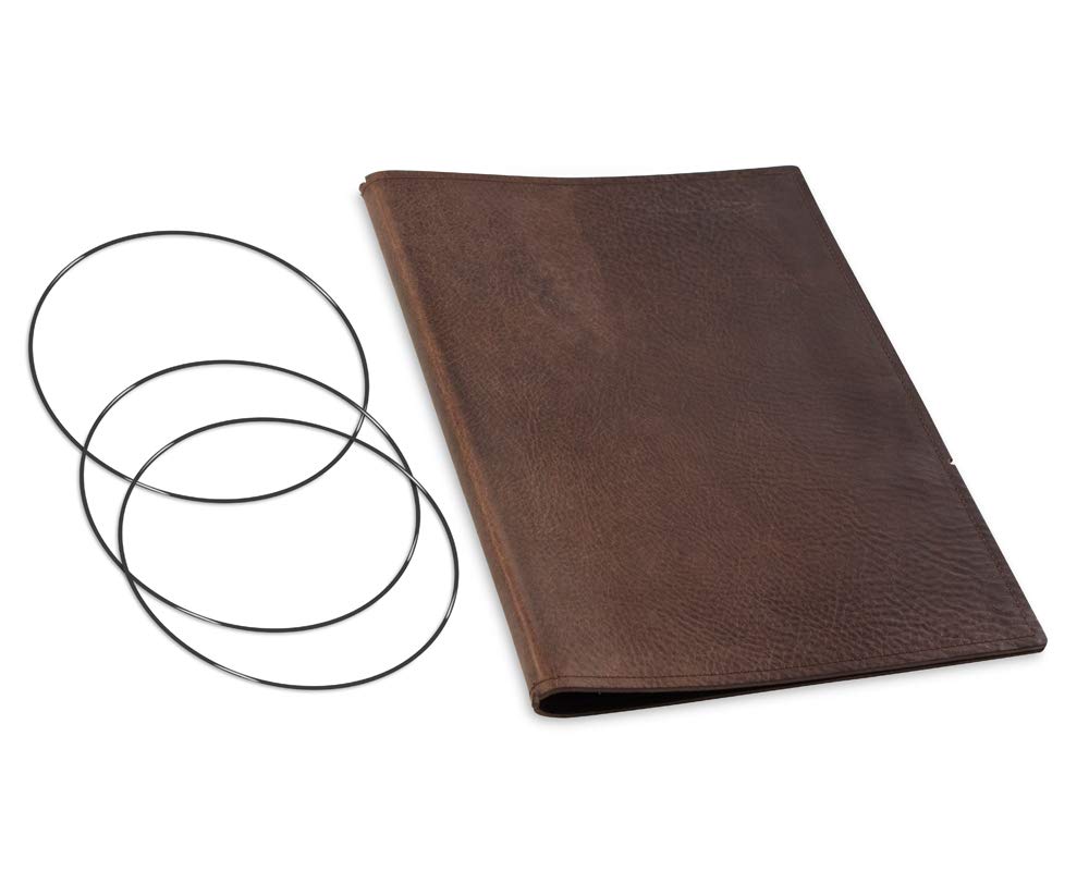 A4+, revolutionäres, nachhaltiges X17-Konzept für Notizbuch, Personal Organizer und Terminplaner/Hülle für 2 Hefte! Belgisches Leder dunkel-braun, Kastanie, Made in Germany, 17 Jahre Garantie*
