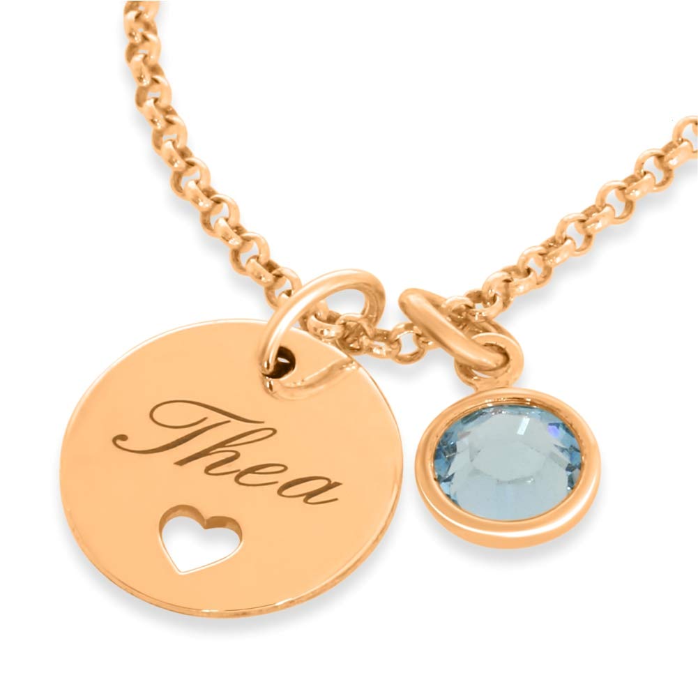 Rosegold Kette Geburt Namenskette mit Herz aus 925 Sterling Silber Goldkette mit Namen moderne Kette mit Gravur Taufe personalisiert Name | HANDMADE IN GERMANY