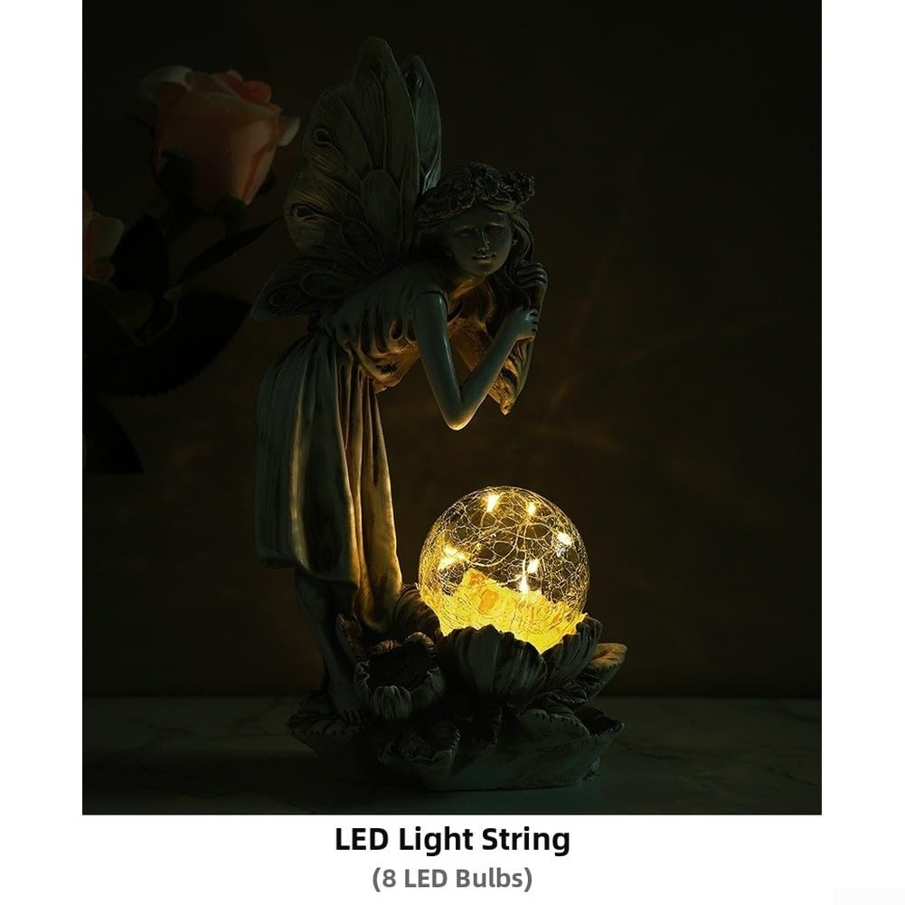 per lampada per solare per giardino Fata Resina 26cm Luce Calda(Yellow)