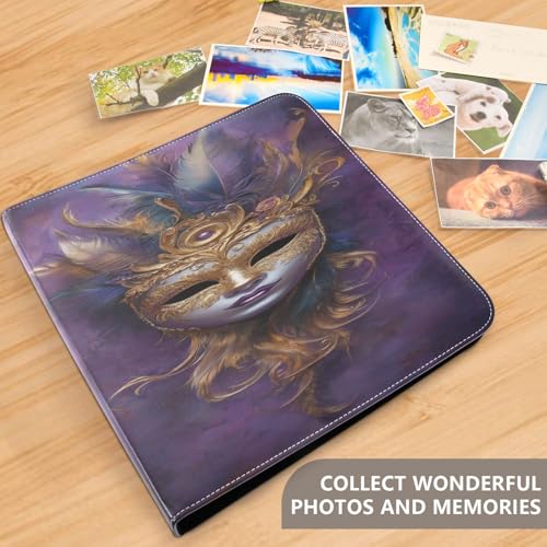 Álbum de fotos DIY con adhesivo, diseño de mascarilla de carnaval Mardi Gras, encuadernación de 3 anillos, 40 páginas, tamaño 8x10 para recuerdos miniatura 5