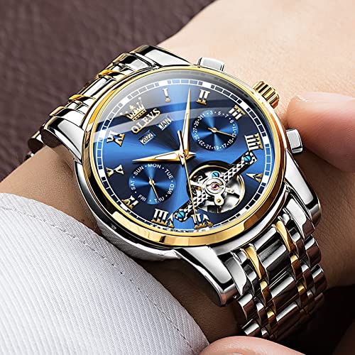 Image of OLEVS Watch Men Mechanical Luxury Classic Fashion Dress Men's Watches Waterproof Stainless Steel Self Winding Watches for Men Large Face Diamond Date No Battery Mens Watch Relojes para Hombres