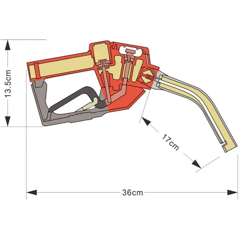 25 cm Pistola di Consegna del Carburante Benzina Diesel Ugello Dispenser Auto-Off Flusso ¾" Colore Rosso