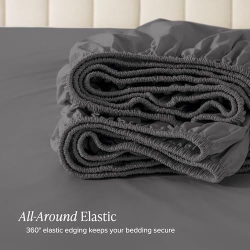 Bare Home 100% Organic Cotton Percale Fitted Sheet (Full XL, Grey) - image 8