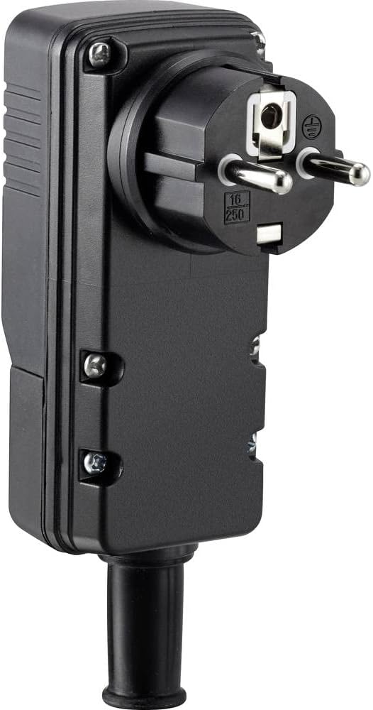 Side view of the Sygonix SY-3779070 PRCD safety switch, showing the robust black casing and screw fasteners.