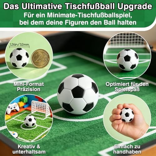 RAYNA GAMES 12 Stück Kickerbälle, Reguläre Größe Tischfußball Kickerbälle,32MM Tischfußball Ersatzbälle für Erwachsene Kinder Fußball Tisch Spiel - Shwarz-Weiß