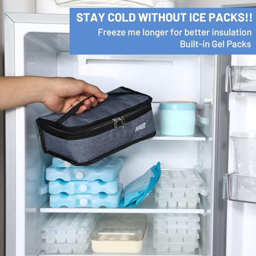 MIER Lancheira congelável, mini refrigerador congelável, pequeno, portátil, isolado, lancheira, free