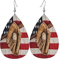 Pendientes colgantes de cuero retro de béisbol para mujeres y niñas, aretes de lágrima de piel sintética, talla única, PU
