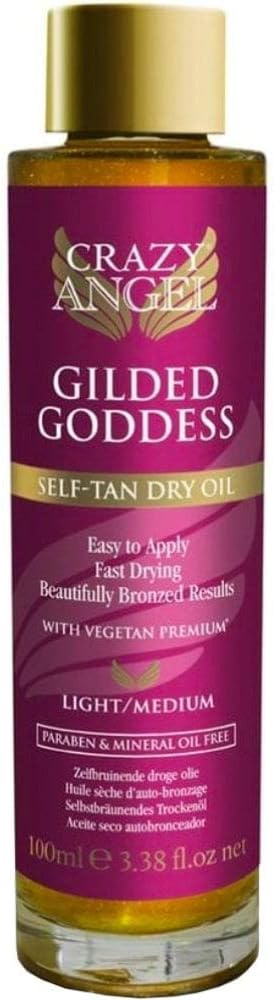 Crazy Angels Gilded Goddess Self Tan Dry Oil, Light/Medium 100 ml