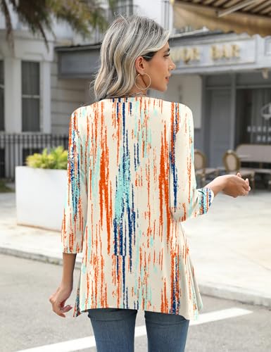 LOMON 3/4 Sleeve Tunic Tops for Women Loose Fit Dressy Casual Blouse Flowy Shirts to Wear with Leggings S-3XL