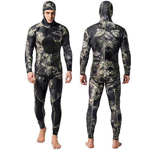 Nataly Osmann Camo Spearfishing Wetsuits Men 3mm /1.5mm Neoprene 2-Pieces Hooded Super Stretch