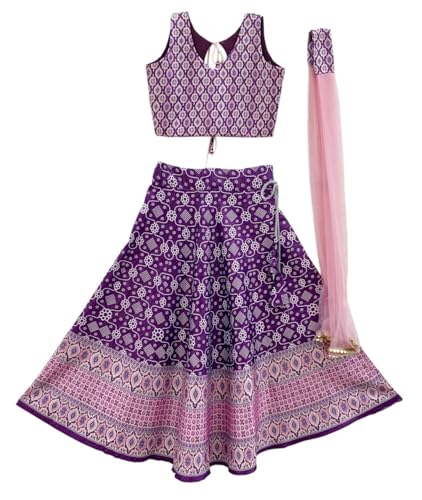 Image of Girls Art Silk Lehenga Choli Set with Net Dupatta