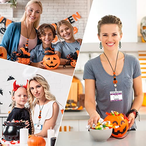 Retractable Lanyard With Badge Holders, Kaptron Cute Teacher Lanyard For Id Badges And Keys, Halloween Theme Beaded Lanyard For Women, Nurses, Students, Employees With 2 Badge Card Holders #TOP6