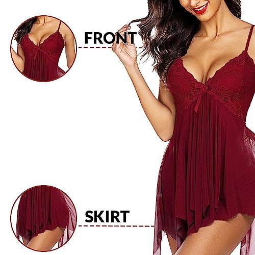 Image of Nightwear for Girls - Babydoll Lingerie for Women - Lace Sleepwear Dress - Honeymoon Nightwear