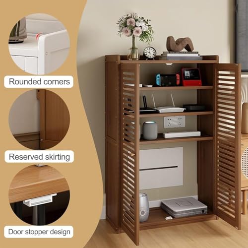 Mueble de madera para router y módem con estantes ajustables 5
