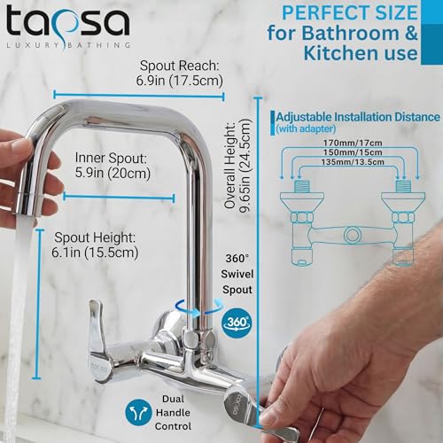 Image of Tapsa Topaz Series Brass Sink Mixer with 360 Swivel 7 Spout for Hot & Cold Water(Pack of 1) for Kitchen /Bathroom, Chrome Finish Sink Mixer Faucet