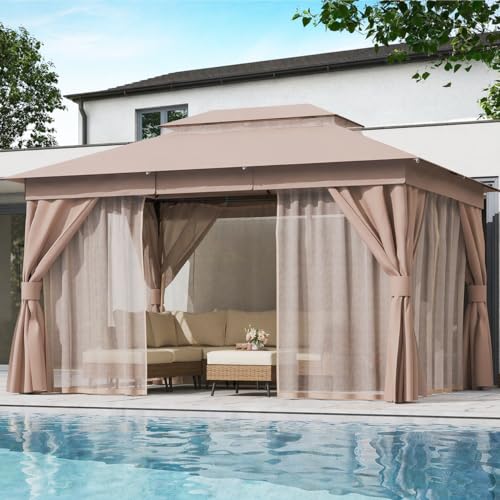 LAUSAINT HOME Patio Gazebo 10'x13', Outdoor Heavy Duty Party Tent