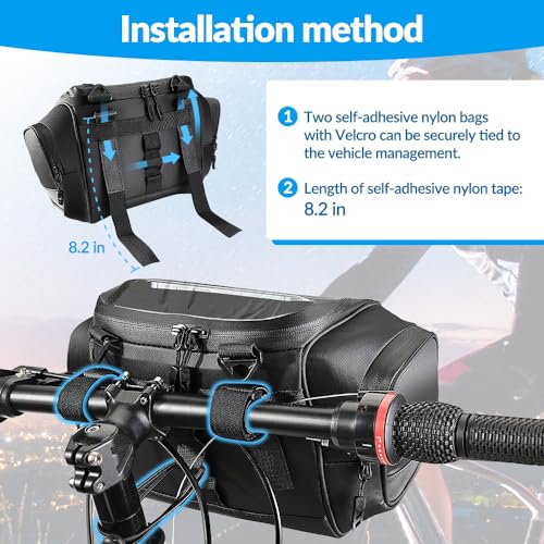 Image of WOTOW Bike Front Handlebar Bag - Large Reflective Bicycle Handlebar Basket Bags Waterproof Storage Pannier for Bike Touchable Transparent Phone Holder Pouch for Men Women Road MTB Outdoor Cycling 4.8L