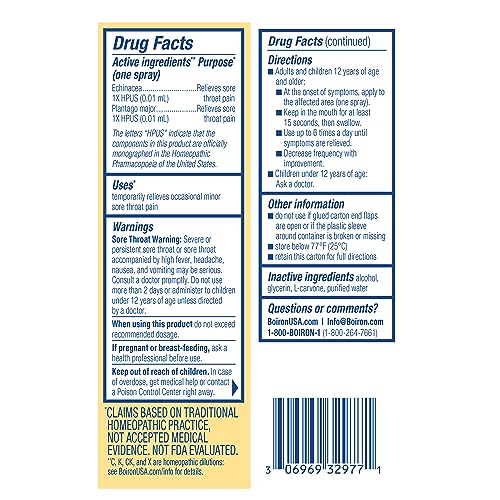 Boiron ThroatCalm Spray for Soothing Sore Throat Relief - Plant-Powered with Echinacea â€“ Natural, Mint-Like Herbal Flavor - Non-Numbing & Benzocaine-Free - .68 Fl Oz - image 7