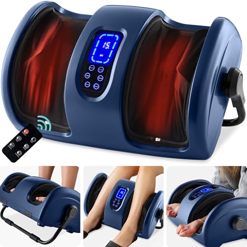 Image of Best Choice Products Shiatsu Foot Massager with Heat for Plantar Fasciitis & Neuropathy, Kneading Foot & Calf Massager with Remote, 360 Adjustable Handle, Rolling & Compression Massage - Navy
