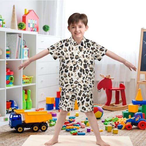 Image of visesunny Funny Boy's 2 Pieces Shirt and Short Set Casual Shirts Short Sleeve Beach Shorts Summer Outfits for 3-10 Years Kids