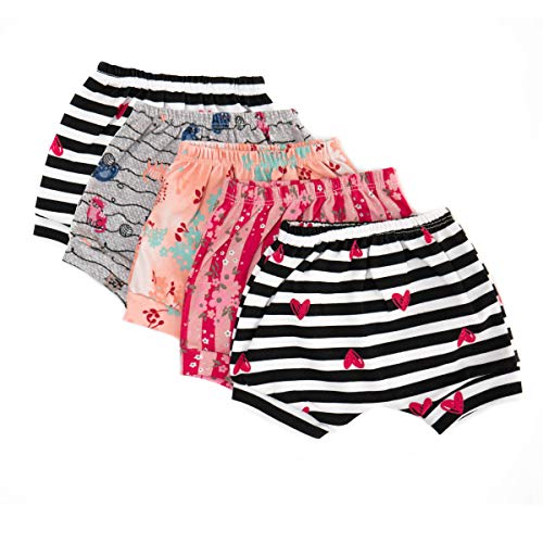 Kit 5 Peças Shorts de Bebê Menina Suedine 100% Algodão Desenho do Tecido:Estampado/Sortido;Tamanho:P