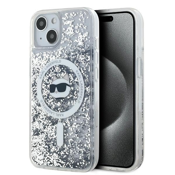 CG Mobile Karl Lagerfeld KLHMP15MLGCHSGH Coque pour iPhone 15 Plus/14 Plus 6,7" Coque Rigide Transparente Liquid Glitter TĂŞte de choupette