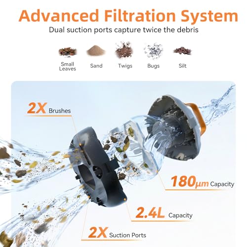 Image of Planet Edge Pool Vacuum for Above Ground Pool, 120-Min Runtime, Powerful Dual-Motor, Adjustable Cleaning Path, Cordless Robotic Pool Cleaner for Flat Pools Up to 850 Sq.ft, Light Grey