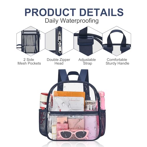 Image of Oraben Clear Backpack Stadium Approved 12X11x6, Waterproof Clear Bag Stadium Backpack for Concert Work Sport Event