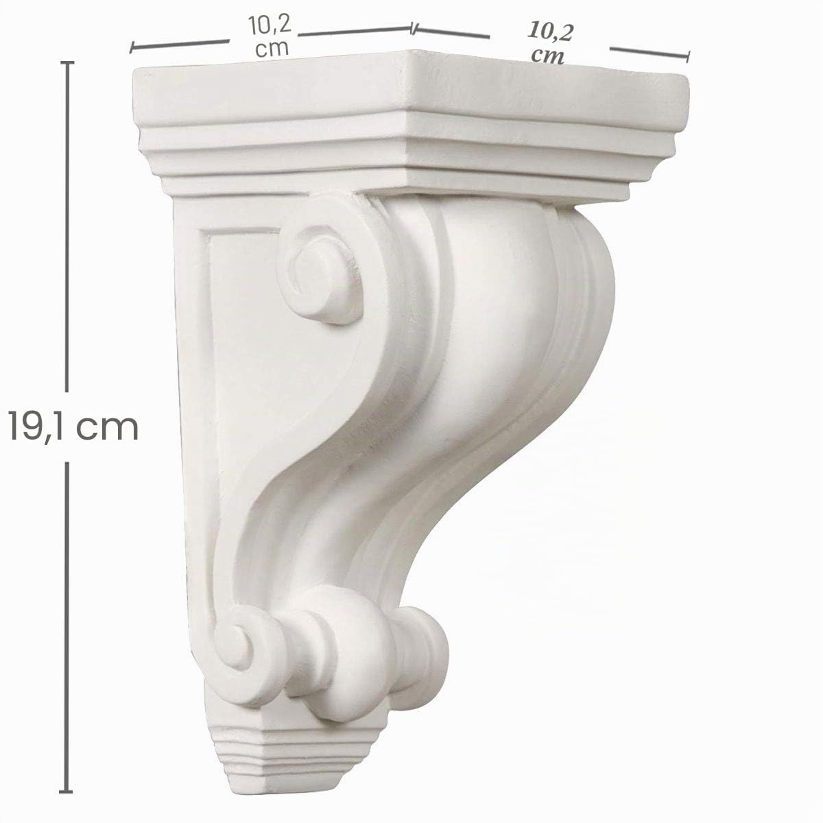 Ekena Millwork Devon COR04X04X07DE Ménsula, blanca, 10,2 x 10,2 x 19 cm (ancho x profundidad x alto)