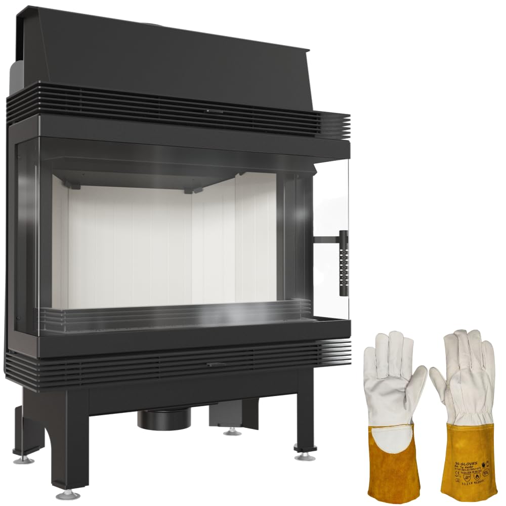 KRATKI Inserto per camino in acciaio a legna BLANKA 11 kW Ø180 bifacciale A | Acciaio nero, efficienza 78%, classe A. Ecodesign, BImSchV 2.; con grande vetro; combustione efficiente; basse emissioni