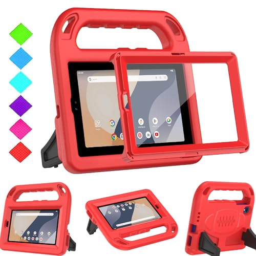 BMOUO Kids Case for Onn 7 Inch Tablet 2024 (Model:100135924) with Screen Protector Shockproof Handle Stand Protective Case for Walmart Onn 7 Tablet (Gen 4 2024) Red
