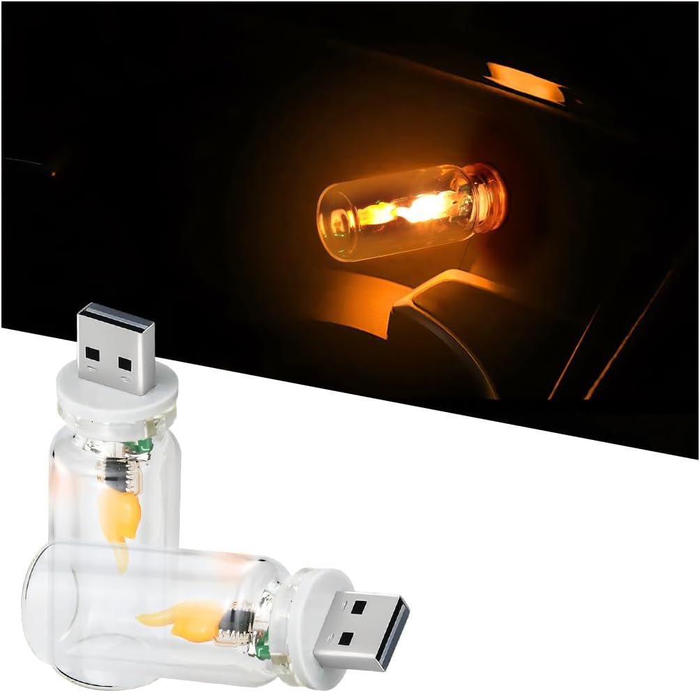 2 Pack USB Flame LED Ambient Lights, Transparent