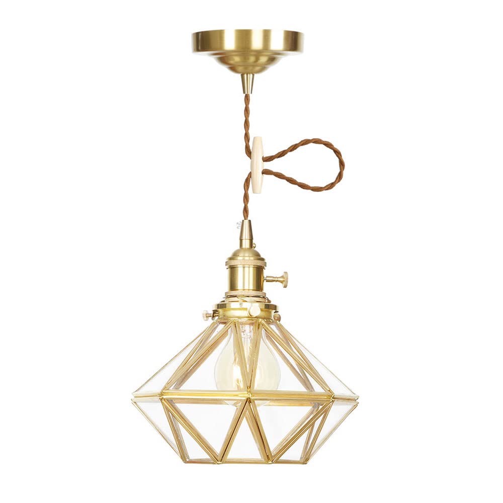 FYZDLAOR Brass+Glass Pendant Light, Modern Pendant Light with Adjustable Height,for Living Room Bedroom Restaurant Cafe Teahouse Bar Dining Room Club（E27）