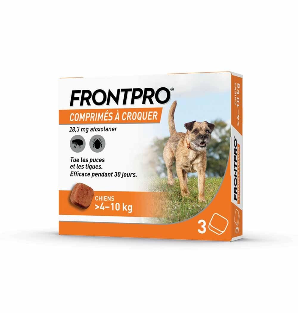 Frontline Frontpro antiparasitaire Moyen Chien 4-10kg Puces et Tiques x3 comprimés