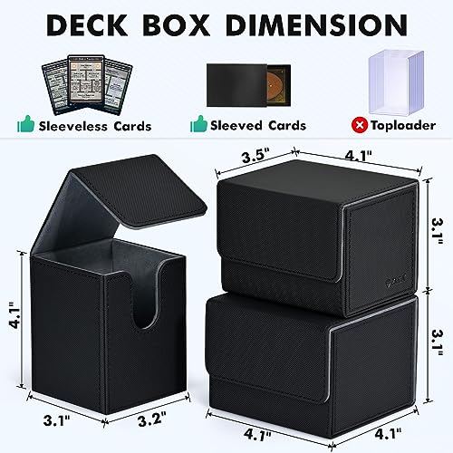 Image of ZLCA Card Deck Box for MTG, Yugioh Deck Case Holds 100+ Single Sleeved Cards, PU Leather Magnetic Storage Box Fits for CCG TCG Sport Card (Black& Purple)