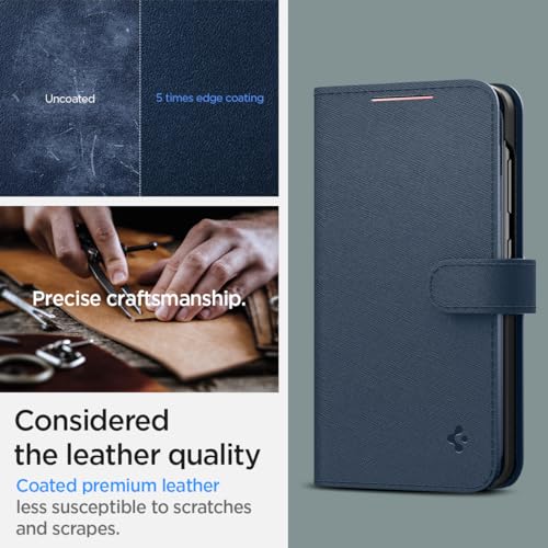 Image of Spigen Wallet S Plus | Samsung Galaxy S24 Case [Card Slot] [Air Cushion Protection] Galaxy S24 Back Cover | Faux Leather+TPU - Navy