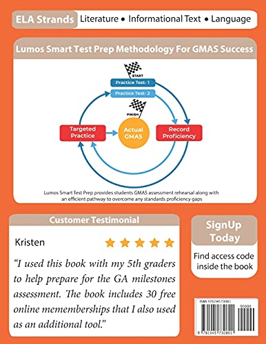 Georgia Milestones Assessment System Test Prep: Grade 5 English Language Arts Literacy (ELA) Practice Workbook and Full-length Online Assessments: GMAS Study Guide (GMAS by Lumos Learning) - Thumbnail 2